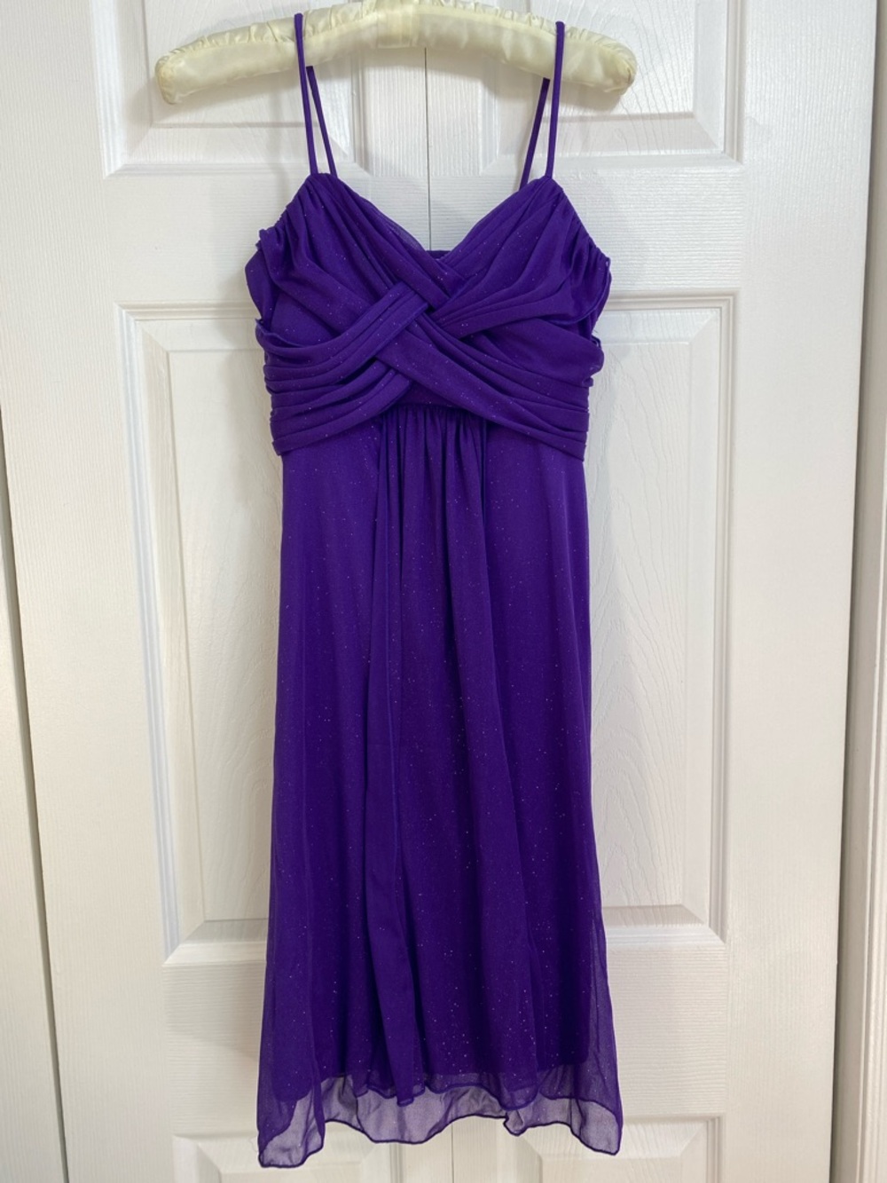 Grad Prom Jolie Purple Sparkly Spaghetti Strap Dress, Fully Lined, Formal, Sz 8